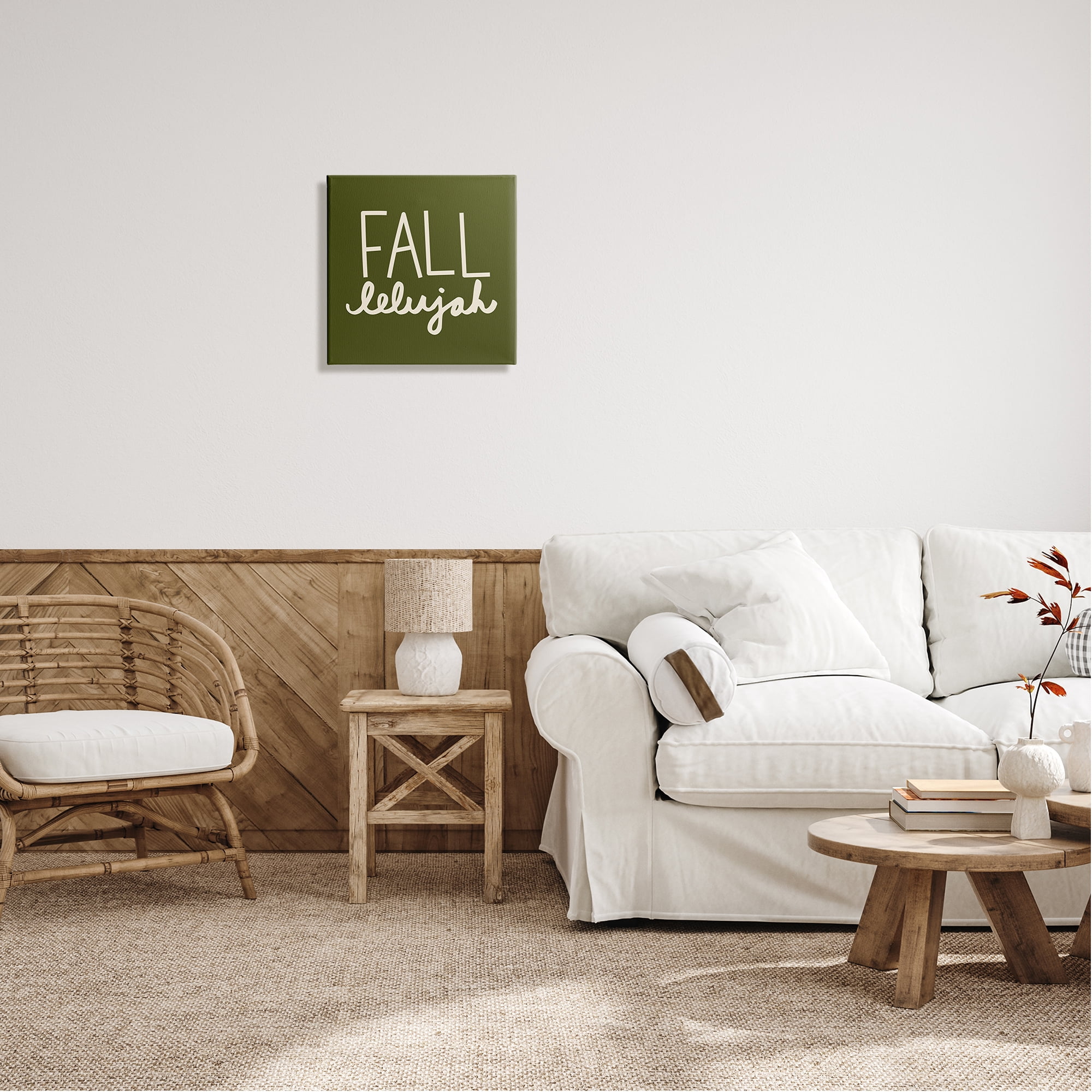 Stupell Industries Fall-lelujah Autumn Phrase Holiday Painting Gallery Wrapped Canvas Print Wall Art, 17 x 17