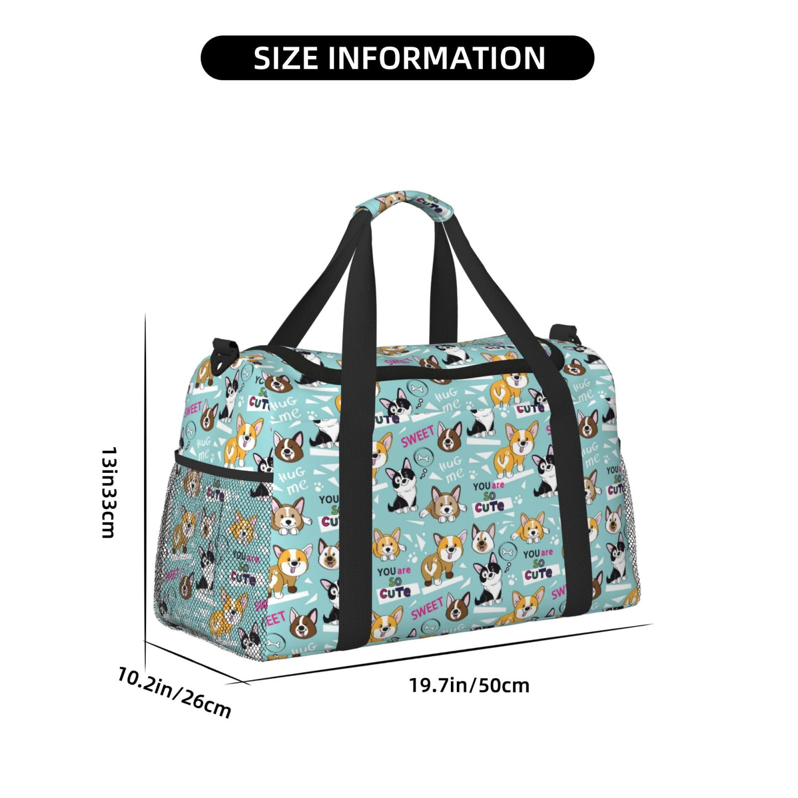 Fuzoiu Dogs Print Travel Duffle Bag,Carry On Tote Bags,Duffel Bag,Sport Gym Bag, Hospital Bag for Labor and Delivery, Overnight Bag,Luggage Bag