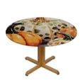 thumbnail image 3 of WYYP  Hello Pumpkin Elastic Round Tablecloth, Fall Pumpkin Vintage Plant Texture Autumn Fitted Tablecloths for Round Table Oil-Proof Waterproof Table Cloth White, 3 of 7