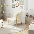 thumbnail image 3 of Yaheetech Oversized Velvet Accent Armchair with Gold Metal Frame, Beige, 3 of 7
