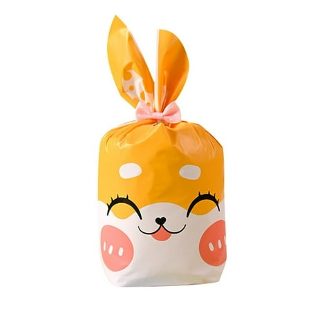 50PCS Home Decoration Bunny Ear Storage Pocket Snack Decoration Rabbit Cookie Bags Easter Candy Bags Biscuit Package Easter Rabbit G