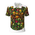 thumbnail image 2 of Daiia Happy Halloween Floral Pattern Men’s Polo Shirts,Solid Deck Shirt,Classic Fit, Breathable Cotton Polo for Casual and Sport Wear-XX-Large, 2 of 7