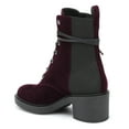 thumbnail image 2 of YDN Women's Closed Round Toe Lace Up Combat Booties Chunky Block Low Heel Ankle Boots Winter Date Party Shoes Size 9 Dark Red, 2 of 4