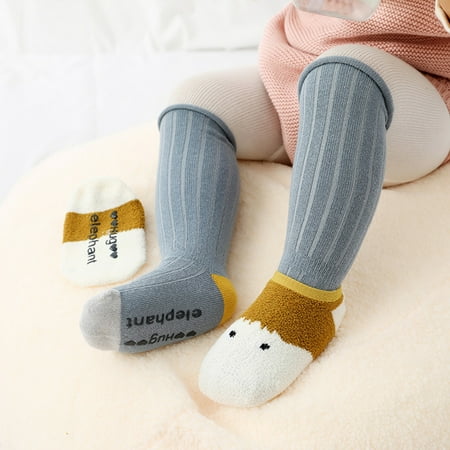 

Beechoice 2 Pairs Unisex Cute Newborn Baby Toddler Autumn Winter Cotton Knee High Thicken Long Tube Warm Socks