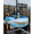 thumbnail image 2 of Fsddascl Marble Blue Ombre Outdoor Tablecloth - 54 Inch Round Dining Table Cover, Modern Abstract Aesthetics Golden Waterproof Outdoor Table Cloth with Umbrella Hole & Zipper for Picnic/Patio/Party, 2 of 7