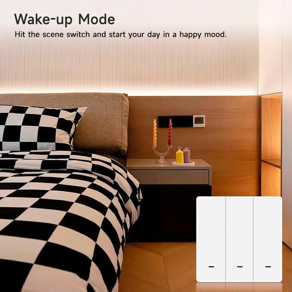 ZigBee 3.0 Smart Switch 3 Gang Wireless Scene Switch, ZigBee Smart Light Switch Need Zigbee Hub Work with Tuya Smart Life APP Smart Button Scene Remote for Tuya Smart Home Devices (3 Gang)