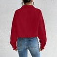 thumbnail image 5 of Breezora Women's Corduroy Cropped Shacket Button Down Plaid Long Sleeve Casual Style Modern Tops M Size Red, 5 of 7