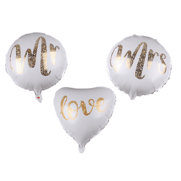 Mr and Mrs Wedding and Love Mylar Balloon Set for Wedding, Anniversary, Bridal Shower Balloons Party Celebration