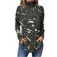 thumbnail image 1 of FAIWAD Plus Size Tops for Women Long Sleeve Round Neck Print Slim Stretch Pullover Tops, 1 of 4