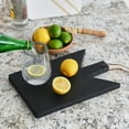 thumbnail image 2 of Main + Mesa Geometric Wood Cutting Board with Leather Tie, Black, 2 of 5