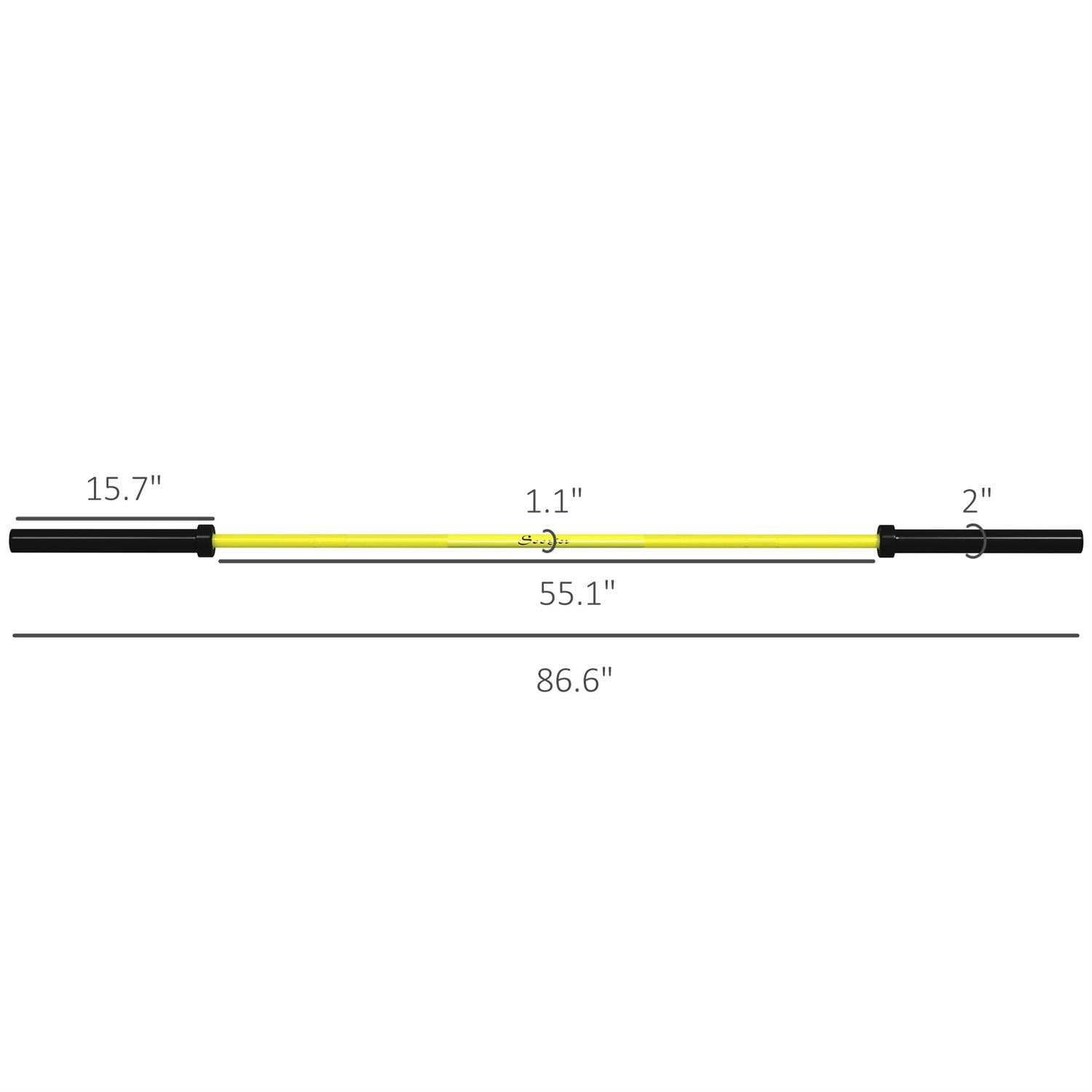 Demi Bonn 7.2ft Olympic Weight Bar, Rotating Sleeves & Non-Slip Knurling Grip, 1500lbs Weight Capacity, Yellow
