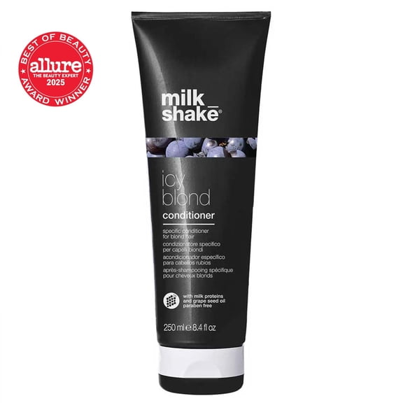 milk_shake icy blond conditioner | award winning toning conditioner with black pigment to neutralize yellow and brass in platinum blonde hair | hydrates and brightens cool tones 8.4 fl oz