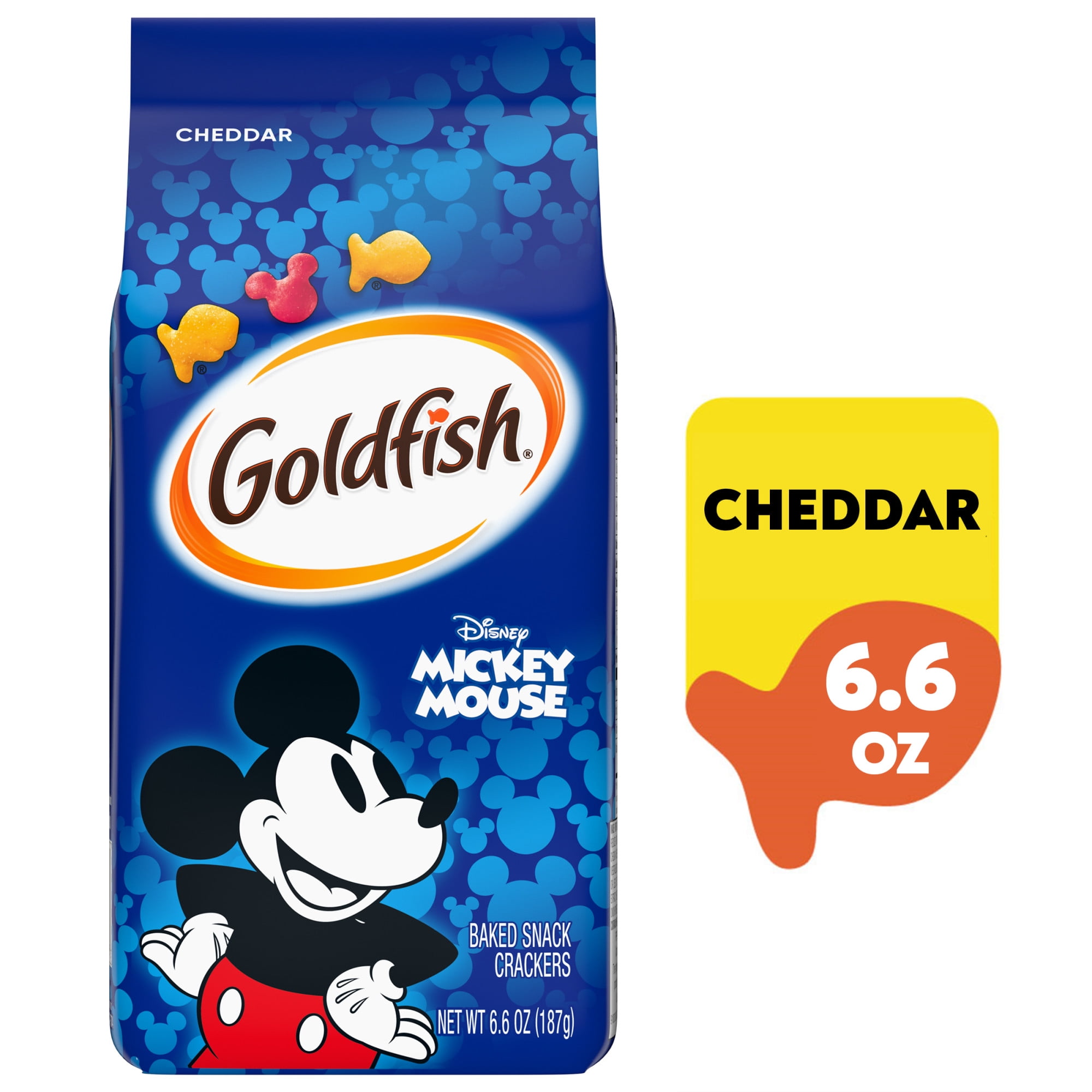 Goldfish Disney Mickey Mouse Cheddar Crackers, Snack Crackers, 6.6 oz Bag