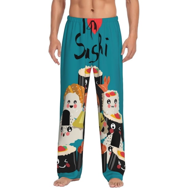 Balery I Love Sushi Pantalones de pijama para hombre, pijama ultraligero, pantalón de descanso-3X-Large