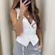 thumbnail image 4 of Chaleco informal de verano para mujer 2025, estilo británico, sin mangas, cuello en V liso, corte holgado, perfecto con leggings o vaqueros, tallas S-XL, para la oficina o fiestas, 4 of 8
