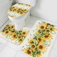 thumbnail image 3 of Sunflower Bath Mat 3 Piece Bathroom Rug Set, Country Botanical Yellow Green Floral Leaf Non Slip Bath Rug Contour Mat and Toilet Lid Cover, Absorbent Shower Mats Soft Bath Rugs and Mats Sets, 3 of 8