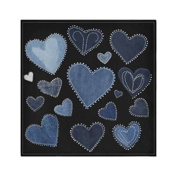 Satin Napkin Square 20 Inches Soft Smooth Decorative Napkins for Party Wedding Banquet and Dinner A Pattern Of Denim Hearts