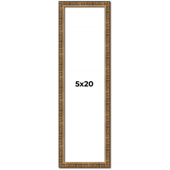 5x20 Frame Gold Solid Wood Picture Frame - Complete Modern Photo Frame Includes UV Acrylic
