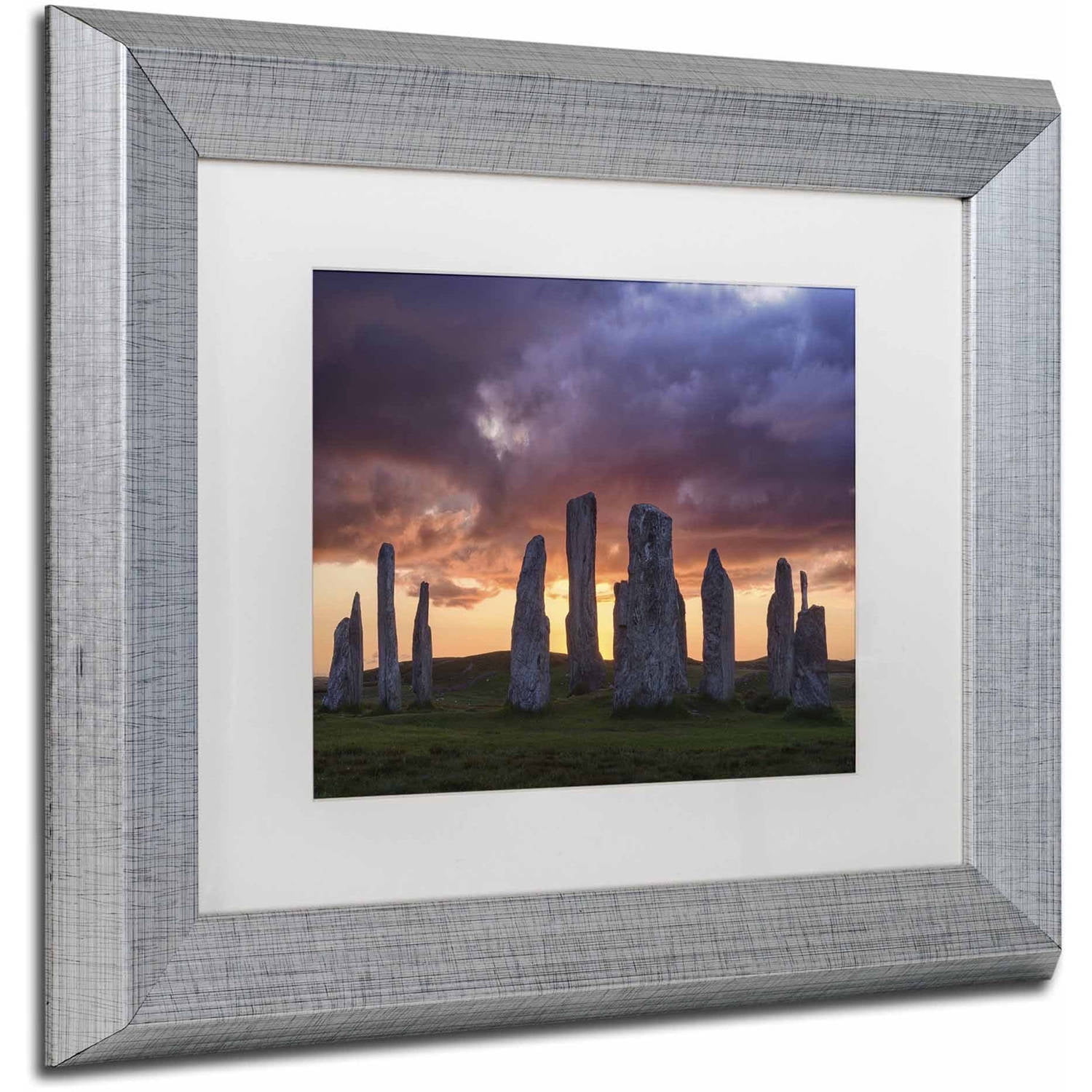 Trademark Fine Art 'Callanish Sunset' Canvas Art by Michael Blanchette Photography, White Matte, Silver Frame