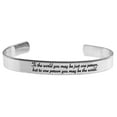 thumbnail image 2 of You Mean The World To Me Inspirational Cuff Bracelet - Meaningful Stainless Steel Jewelry Gift for Women, 2 of 5