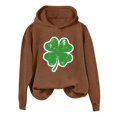 thumbnail image 4 of Nouveau & Tendance! FUNUONY Sweat à Capuche pour la Saint-Patrick Mode Féminine Col Rond Quatre Pulls Imprimés Manches Longues Café S, 4 of 4