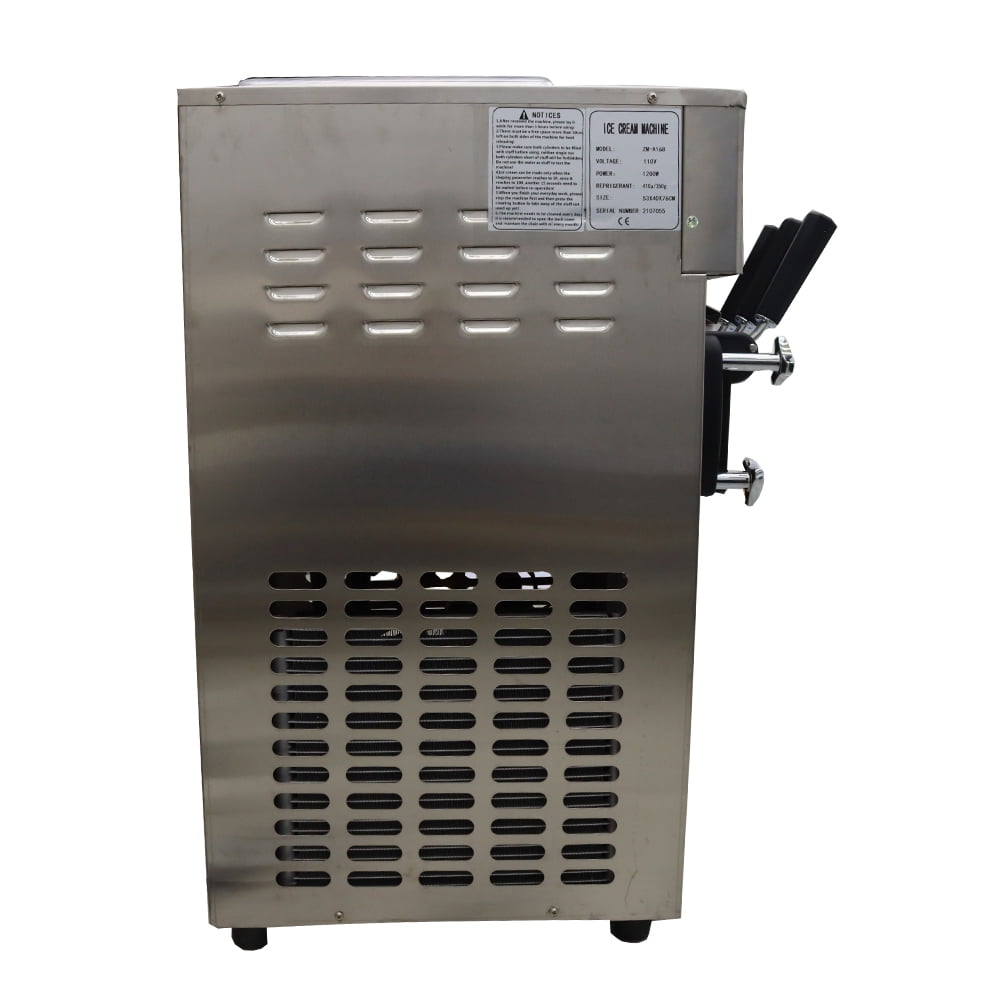 INTBUYING 3 Holes Soft Ice Cream Machine Multiple Flavors Ice Cream Maker and Ice Cream Frozen Cones Making LED Display