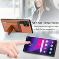 thumbnail image 4 of SaniMore for Samsung Galaxy S23 Ultra Case, PU Leather Carbon Fibre Anti-scratch Adjustable Stand Card Slots [RFID Blocking] Shockproof Anti-fall Anti-fingerprint Wallet Shell for Men Women, Brown, 4 of 10