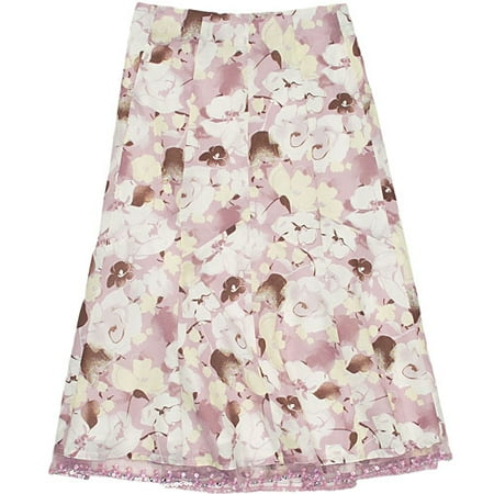 Women's Plus Sequin-Trimmed Floral Skirt