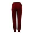 thumbnail image 7 of Sngxgn Women Casual Solid Drawstring Elastic Waist Long Straight Pants(Red,XL), 7 of 7