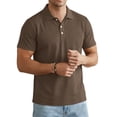 thumbnail image 4 of Mens Classic Short Sleeve Polo Shirts Cotton Blend with Front Pocket,Business Casual Golf Tops for Work Coffee 2XL, 4 of 6