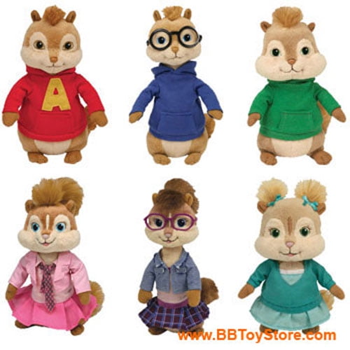 TY Beanie Babies - ALVIN & THE CHIPMUNKS (Complete Set of 6 - Chipmunks