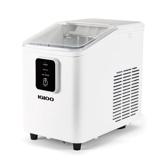 Igloo Self-Cleaning Countertop Ice Maker - Compact and Portable - Creates 26 lbs. Per Day, 8 Pieces Ready Every 7-8 Minutes - Includes Ice Scoop and Basket - White