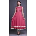 thumbnail image 2 of Bimba Pink Art & Craft Printed Women Designer Mandarin Collar Anarkali Dress Indian Ethnic Kurta X-Large, 2 of 6