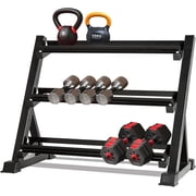 YUFER Barbell Dumbbell Rack – Heavy Duty 3-Tier Weight Rack for 5-50lb Dumbbells, Kettlebells & Weight Plates | 1100LBS, Alloy Steel, Dumbbell Storage Stand