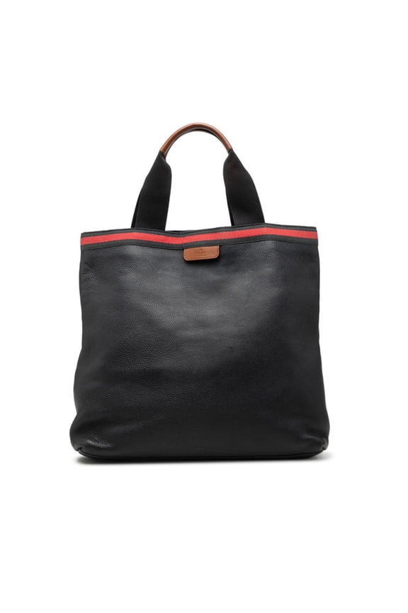 Pre-Owned Gucci Tote Bag Handbag 281899 Navy Brown Leather Canvas Women's GUCCI