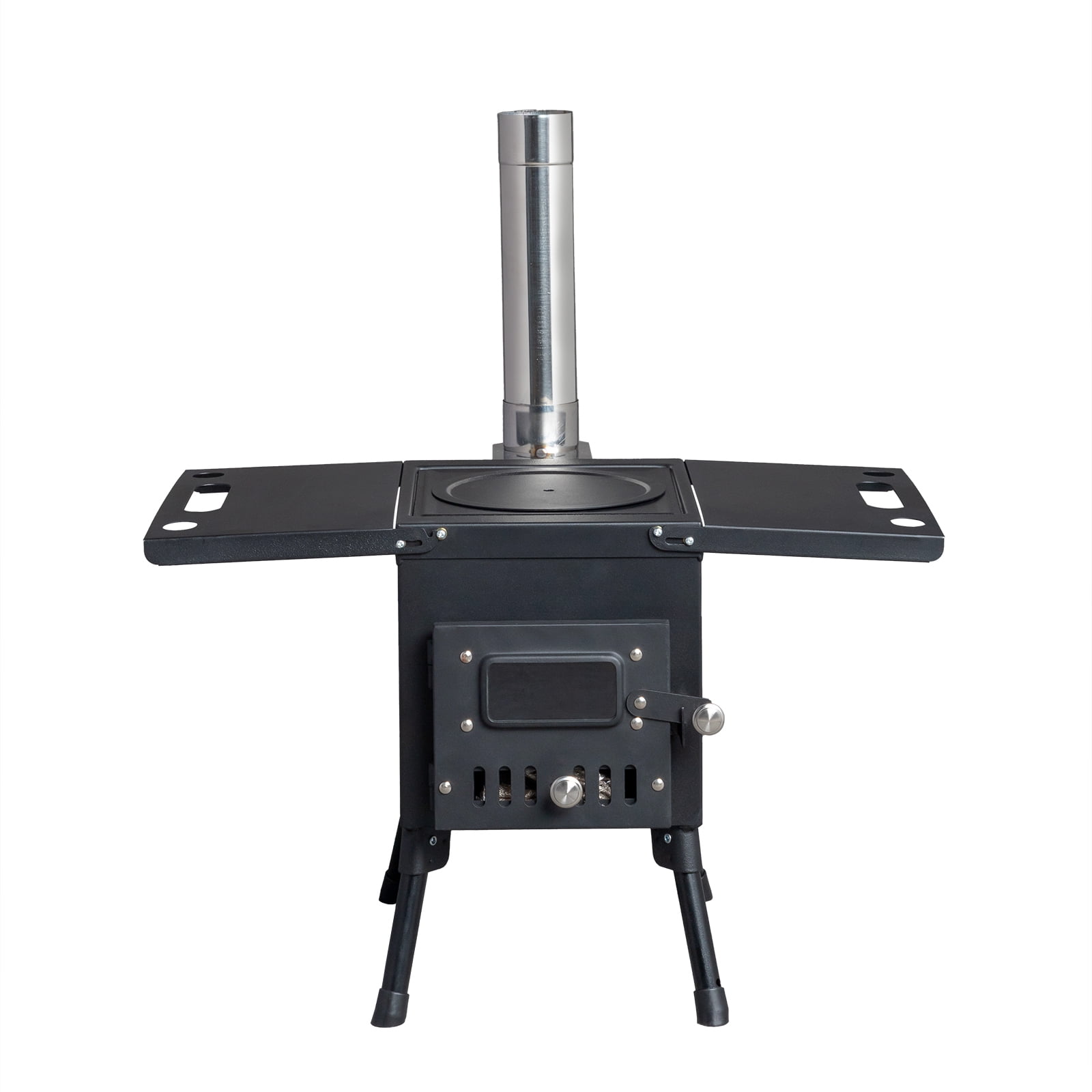 IVV Tent Stove, Portable Camping Wood Burning Stoves Stainless Steel with Chimney Pipes for Outdoor Cookout, Hiking, Travel, Backpacking Trips (Black)