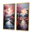 thumbnail image 3 of Designart "Silvery Waters of a Pink River II" Lake Framed Wall Art Set Of 2 - Pink Landscapes Gallery Wall Frame Set For Home Decor, 3 of 7