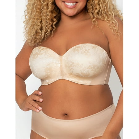 Women s Curvy Couture 1211 Strapless Sensation 7-Way Uplift Bra (Bombshell Nude 42DD)