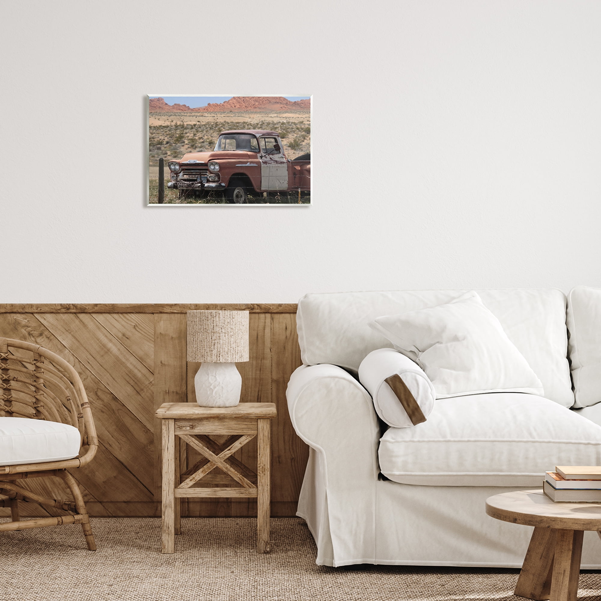 Stupell Vast Desert Mountains Vintage Truck Transportation Photography Wall Plaque Unframed Art Print Wall Art