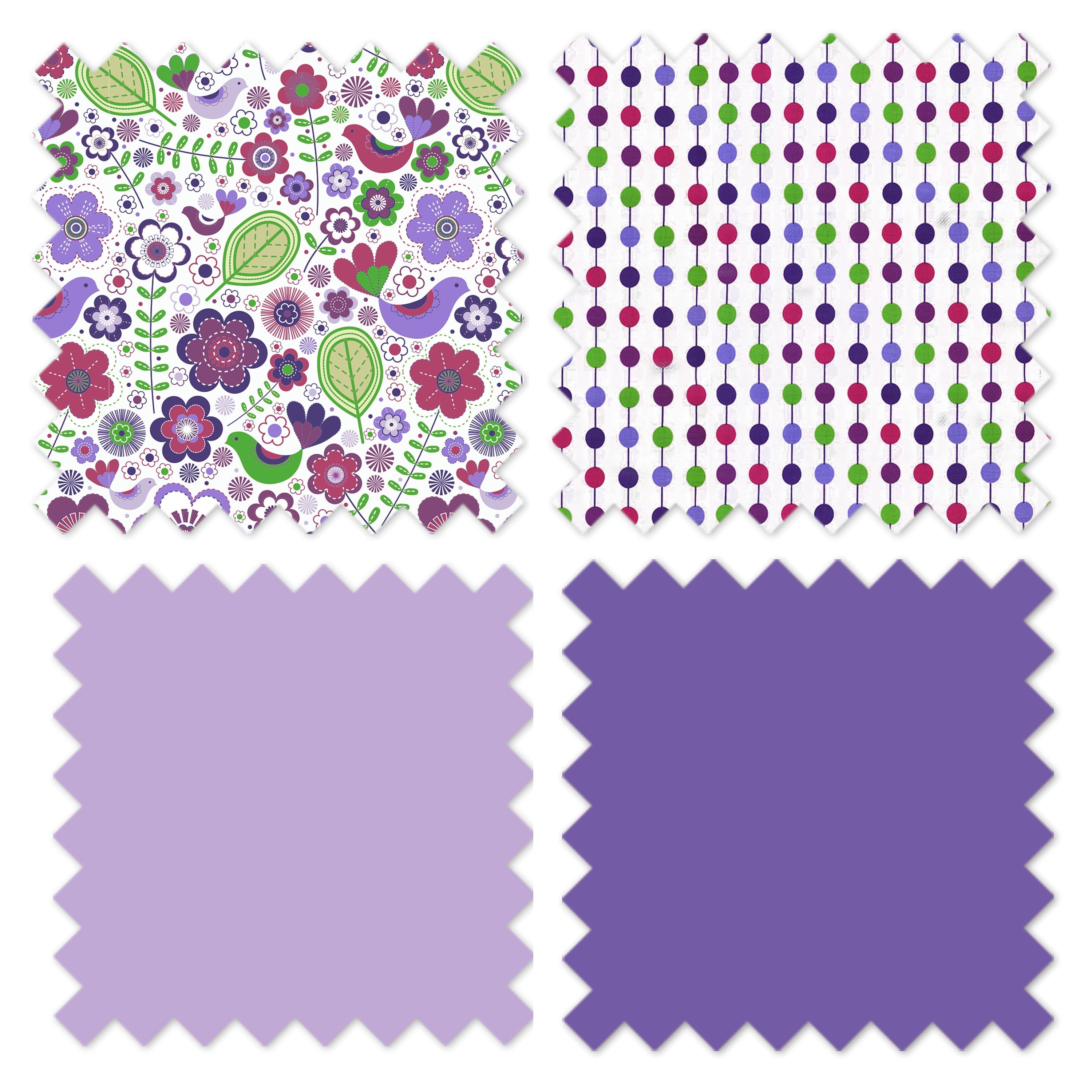 Bacati - Botanical Floral Birds 3-Piece Crib Bedding Set - Purple/Multi Girls