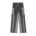 thumbnail image 1 of HBFAGFB Jeans for Men Retro Color Block Pants Wide Leg Pants with Pockets Denim Trouser Grey Size L, 1 of 3