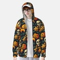 thumbnail image 4 of Goofa Halloween Skull Printed Women's UPF 50+ Sun Protection Hoodie Jacket Lightweight Long Sleeve Sun Shirt for Women with Pocket Hiking Outdoor-Large, 4 of 9