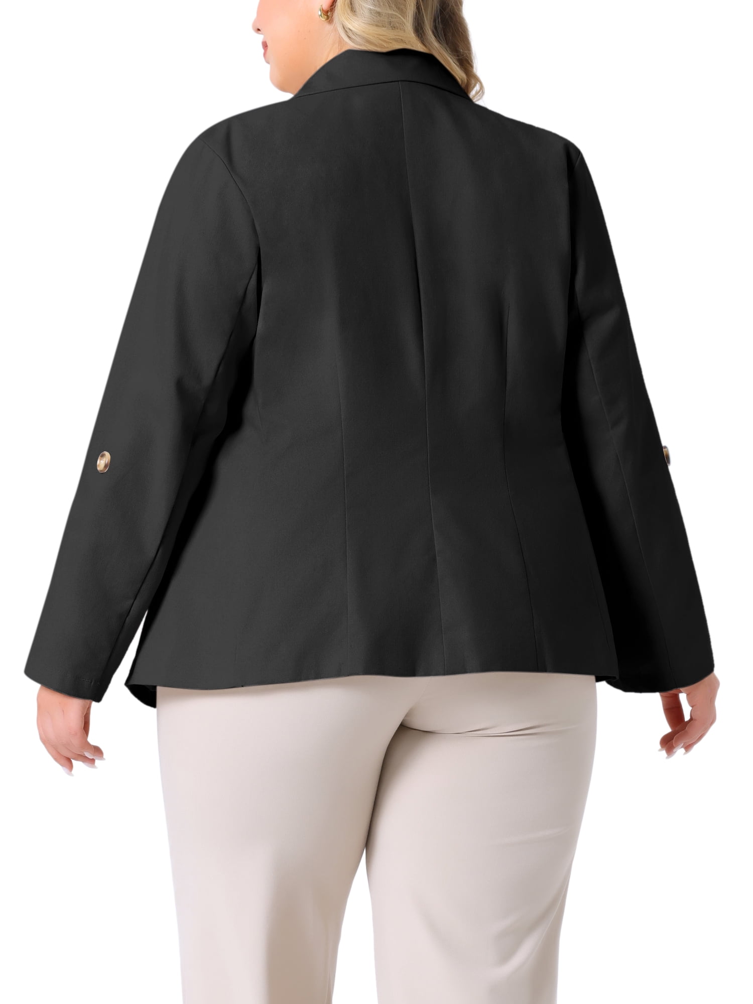 DARING DIVA Women's Plus Linen Cotton Blazer Work Suit Jacket 4X Black