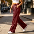 thumbnail image 4 of Gytharion Women's Wide Leg Pants Warm Corduroy Fleece High Waist Lounge Trousers Drawstring Elastic Waist Sweatpants with Pockets for Winter, 4 of 7
