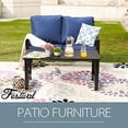thumbnail image 7 of 2 Pieces Patio Loveseat Metal Frame with Coffee Table Outdoor Bistro Furniture Set, Blue, 7 of 7