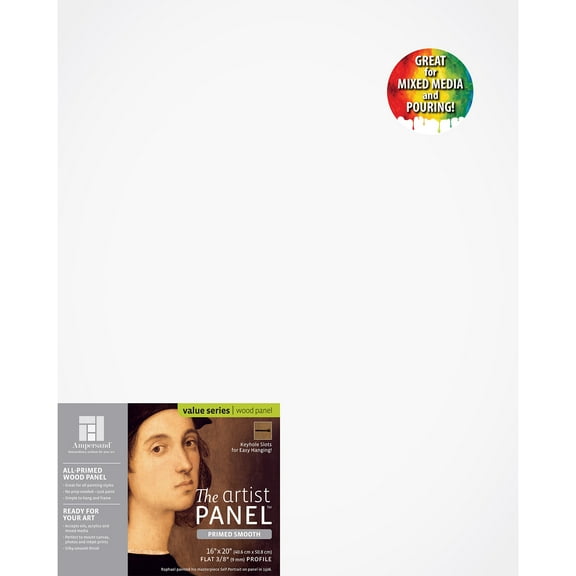 Ampersand Art Artist Panel, Primed Smooth, Uncradled, 3/8" Profile, 16" x 20"