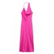 thumbnail image 2 of HH TRAF Vestido asimétrico plisado rosa rojo sexy sin mangas y espalda descubierta para mujer 2024 Vestido largo elegante con cuello halter y escote halter para mujer, 2 of 4