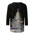 thumbnail image 4 of VKOYWKM Women's Fall Shirts Christmas 3/4 Sleeve Tops Xmas Tree Graphic T Shirts Holiday Party Crew Neck T-Shirts Loose Fit Christmas Gifts Tunic Top, 4 of 5