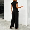 thumbnail image 6 of VBVC Women's Wrap V-Neck 2 Piece Pants Set, Ladies' Tie Waist Top and Wide Leg Trousers Outfit, Casual Sleeveless Workwear For Women,Black,S-2XL, 6 of 6