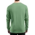 thumbnail image 3 of Dwellite Mens Henley Long Sleeve Shirts Waffle Knitted 3-Button Casual Basic Lightweight Tops Crewneck Button Down T-Shirts Light Green XL, 3 of 8